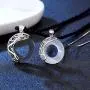 925 Sterling Silver Gemstone Round Obsidian Pendant Couple Necklaces 2PCS Lovers Gift Jewelry for Men Women