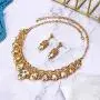 BriLove Indian Costume Jewelry Sets for Brides Rhinestone Teardrop Hollow Scroll Statement Necklace Dangle Earrings