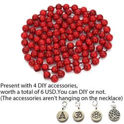 BALIBALI 8MM 108 Mala Beads Necklace Semi-Precious Gem Stones Mala Meditation Necklace 108 Hand Knotted Japa Yoga Beaded Necklace