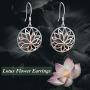 ONEFINITY Sterling Silver Lotus Earrings Lotus Flower Filigree Dangle Drop Earrings Yoga Jewelry for Women