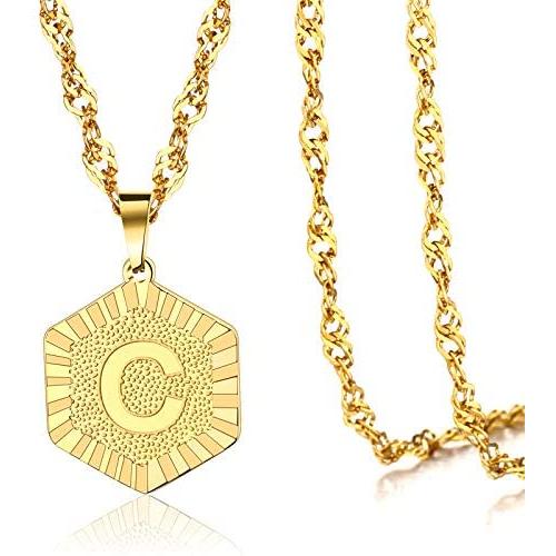 BELLALULU 26 Initial Letter Necklace 18k Gold Silver Initial Necklace for Men and Women - letter Pendant ,Charm Collar Jewelry ,Classic Cuban Chain19.6in Long Chain + 1.96in Extension Chain