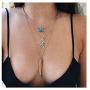 Yfe Fashion Necklace Turquoise Leaf Pendent Choker Necklace Gold Layered Necklaces for Women and Girls Boho Jewelry
