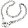 COOLSTEELANDBEYOND Mens Womens Link Chain Handcuff Necklace Silver Color, 26.8 inches Rope Chain, Punk Rock