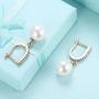 Elegant 18K Gold Diamond Cubic Zirconia Pearl Drop Dangle Earrings For Women Girls Wedding Studs Leverback