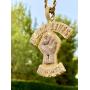 Shop-iGold Custom BLM Men Women 925 Italy Gold Finish Iced Silver Charm Ice Out Pendant Stainless Steel Real 3 mm Rope Chain, Mans Jewelry, Iced Pendant, Rope Necklace 16''- 24''