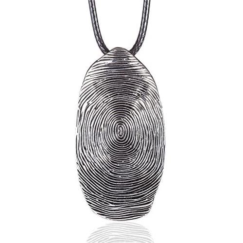 Coostuff Vintage Fingerprint Wood Pendant Vintage Long Necklaces for Women Handmade Women Jewelry