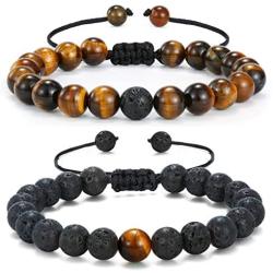 MengPa Mens Lava Rock Bracelet for Women Aromatherapy Anxiety Essential Oil Diffuser Volcanic Stone Bead Bangle