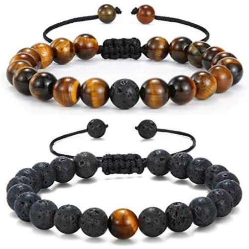 MengPa Mens Lava Rock Bracelet for Women Aromatherapy Anxiety Essential Oil Diffuser Volcanic Stone Bead Bangle