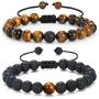 MengPa Mens Lava Rock Bracelet for Women Aromatherapy Anxiety Essential Oil Diffuser Volcanic Stone Bead Bangle