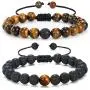 MengPa Mens Lava Rock Bracelet for Women Aromatherapy Anxiety Essential Oil Diffuser Volcanic Stone Bead Bangle