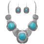 Rosemarie & Jubalee Womens Unique Western Style Square Concho with Natural Howlite Necklace Earrings Set, 16''-19'' with 3'' Extension