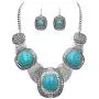 Rosemarie & Jubalee Womens Unique Western Style Square Concho with Natural Howlite Necklace Earrings Set, 16''-19'' with 3'' Extension Rosemarie & Jubalee Womens Unique Western Style Square Concho with Natural Howlite Necklace Earrings Set, 16''-19'' with 3'' Extension