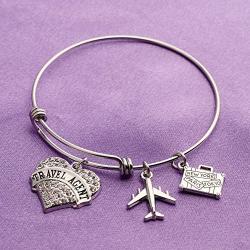 SEIRAA Travel Agent Charm Bracelet Travel Jewelry Appreciate Agent Planner Gift Thank You Gift for Travel Agent Planner