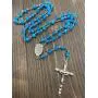 Nazareth Store Rosary Necklace 7mm Round Light Blue Beads Turquoise Cat Eye Stone Miraculous Medal with Crucifix - Velvet Bag Nazareth Store Rosary Necklace 7mm Round Light Blue Beads Turquoise Cat Eye Stone Miraculous Medal with Crucifix - Velvet Bag
