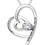 ALOV Jewelry Sterling Silver I Love You Grandma to The Moon and Back Love Heart Cubic Zirconia Pendant Necklace