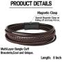 LOLIAS 3Pcs Stainless Steel Braided Leather Bracelet for Men Women Leather Wrist Band Cuff Bangle Bracelet Magnetic Clasp 7.5-8.5 inches