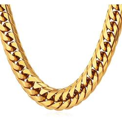 U7 Men Stainless Steel Franco Chain Curb Link Hip Hop Chunky Necklace Costume Jewelry 6MM 9MM 12MM Thick, Length 18-36 Inch, Silver Black Gold Color,Gift Packed