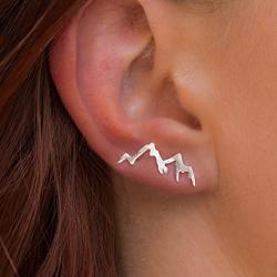 Mountain Peak Crawler Earrings Silver Mountains Climbers Wrap Earring