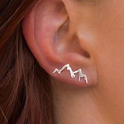 Mountain Peak Crawler Earrings Silver Mountains Climbers Wrap Earring