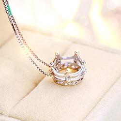 BEAUTY CROWN Charm 925 Sterling Silver Crystal Necklace Pendant Retro and Fashion Style Jewelry For Women and Girl