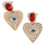 Statement Evil Eye Heart Crystal Drop Earrings Colorful Rhinestone Eyelash Cubic Zirconia Eyeball Dangle for Women Girls Elegant Jewelry