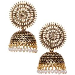 Crunchy Fashion Tribal Muse Oxidized Collection Stylish Indian Wedding Jewelry Jhumki Jhumka Earrings for Women