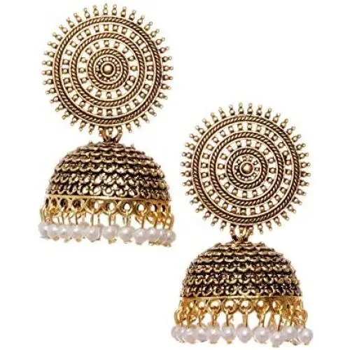 Crunchy Fashion Tribal Muse Oxidized Collection Stylish Indian Wedding Jewelry Jhumki Jhumka Earrings for Women