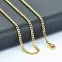 FZTN Jewelry Mens Womens 3mm Curb Chain Cuban Link Chain 18K Gold Plated Stainless Steel Necklace,Fashion Jewelry,Wear Alone or with Pendant,18-26 Inch