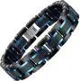 Holizaly Mens Stainless Steel Two Tone Square Link Bracelet, Black and Blue Ion Plated Black Holizaly Mens Stainless Steel Two Tone Square Link Bracelet, Black and Blue Ion Plated Black