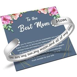 BTYSUN Mom Bracelet from Daughter Inspirational Bracelets for Women Mom Wife Mothers Day Birthday Cuff Bracelet Adjustable Jewelry Gifts for Women