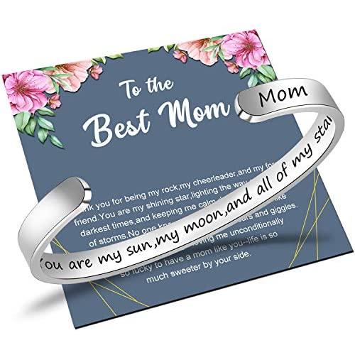 BTYSUN Mom Bracelet from Daughter Inspirational Bracelets for Women Mom Wife Mothers Day Birthday Cuff Bracelet Adjustable Jewelry Gifts for Women