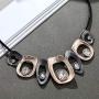 Big Chunky Necklaces for Women Black Leather Chokers Necklace with Crystal Pendant Jewelry