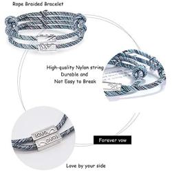 XXY Couple Magnetic Bracelet Set - Love is Love Ajustable Mutual Attraction Rope Braided Charm Pendants Bracelet Couple Gift Jewelry Set for Women Men