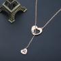 ENSIANTH Rose Gold Zodiac Signs Heart Necklace Stainless Steel Lariat Y Necklace Best Birthday Gift
