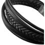 Maerzl Mens Bracelet Leather Magnetic Stainless Steel Clasp Wrap Genuine Leather Braided Bracelet Wrist Cuff Bangle
