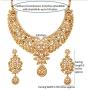 Touchstone Hollywood Glamour Pretty Filigree Rhinestone Studded Diamond Look Designer Bridal Jewelry hasli Necklace Set for Women in Antique Gold Tone