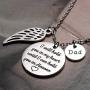Joycuff Personalized Memorial Necklace Sympathy Gifts for Women Teen Girls Loss of Dad Mom Husband Remembrance Jewelry Angel Wings Silver Stainless Steel Pendant