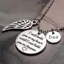 Joycuff Personalized Memorial Necklace Sympathy Gifts for Women Teen Girls Loss of Dad Mom Husband Remembrance Jewelry Angel Wings Silver Stainless Steel Pendant