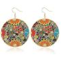 Allzedream Earrings Dangle Gold Lightweight Round Oversize Disc Drop Multicolor