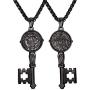 U7 Ward Off Evil Exorcism Jewelry Stainless Steel/Black / 18K Gold Plated Saint Benedict Medal Design Key Pendant Necklace