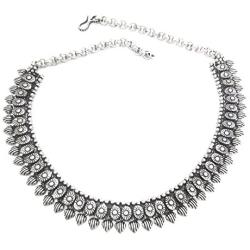 Necklace Choker Oxidized Indian Jewelry Tiny Heart Beads 14 Inch Antique Silver Necklace Women