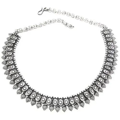 Necklace Choker Oxidized Indian Jewelry Tiny Heart Beads 14 Inch Antique Silver Necklace Women Necklace Choker Oxidized Indian Jewelry Tiny Heart Beads 14 Inch Antique Silver Necklace Women