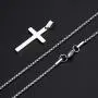 MONOZO Cross Necklace for Men, Stainless Steel Silver Gold Black Plain Cross Pendant Necklace Simple Jewelry Gifts, 16-24 Inches Chain