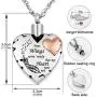 Dletay Heart Cremation Necklace for Ashes Cremation Jewelry with 12 Birthstones Urn Necklace for Ashes-Your Wings were Ready but My Heart was Not