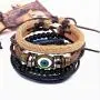 SBI Jewelry Leather Wrap Bracelet Adjustable Braided Bracelets for 4 Friendship Bracelet Gift for Women Girls Men
