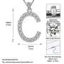 Cubic Zirconia Iced Out Initial Letter Necklace for Women Men 925 Sterling Silver Simulated Diamond Bling A to Z 26 Alphabet Pendant Necklace Bridesmaid Engagement Jewerly Gift