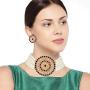 Aheli Pearl Diamond Choker Necklace with Round Earrings for Women Girls Indian Traditional Bollywood Fashion Jewelry Set