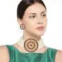 Aheli Pearl Diamond Choker Necklace with Round Earrings for Women Girls Indian Traditional Bollywood Fashion Jewelry Set