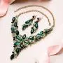 EVER FAITH Crystal Elegant Flower Leaf Necklace Earrings Set for Bride, Prom, Bridal