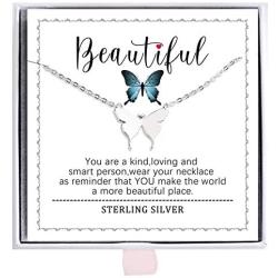ALoveSoul 925 Sterling Silver Butterfly Necklace - Necklaces for Women Girls Minimalist Birthday Gift, Dainty Butterfly Jewelry Gifts for Women Personalized Jewelry